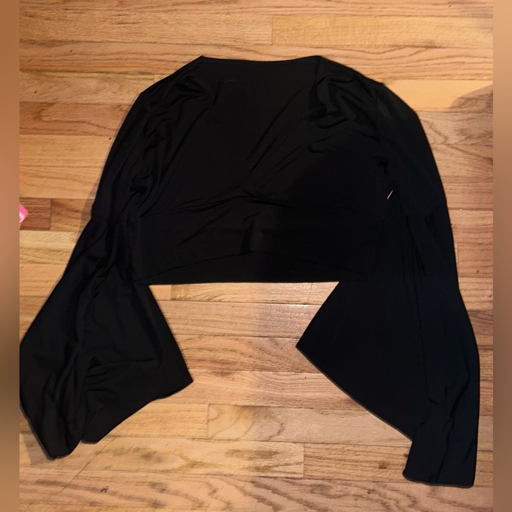 Black blouse with flowy sleeves